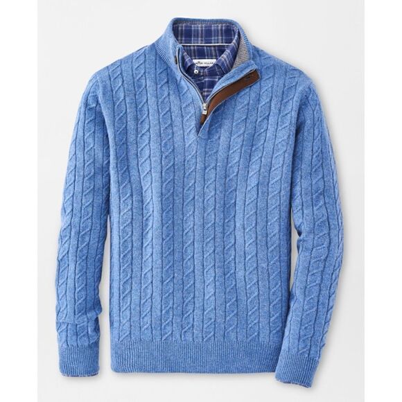 Peter Millar  Baby Wool / Cashmere Cable Quarter-Zip Sweater Size XL NWT - Picture 1 of 12